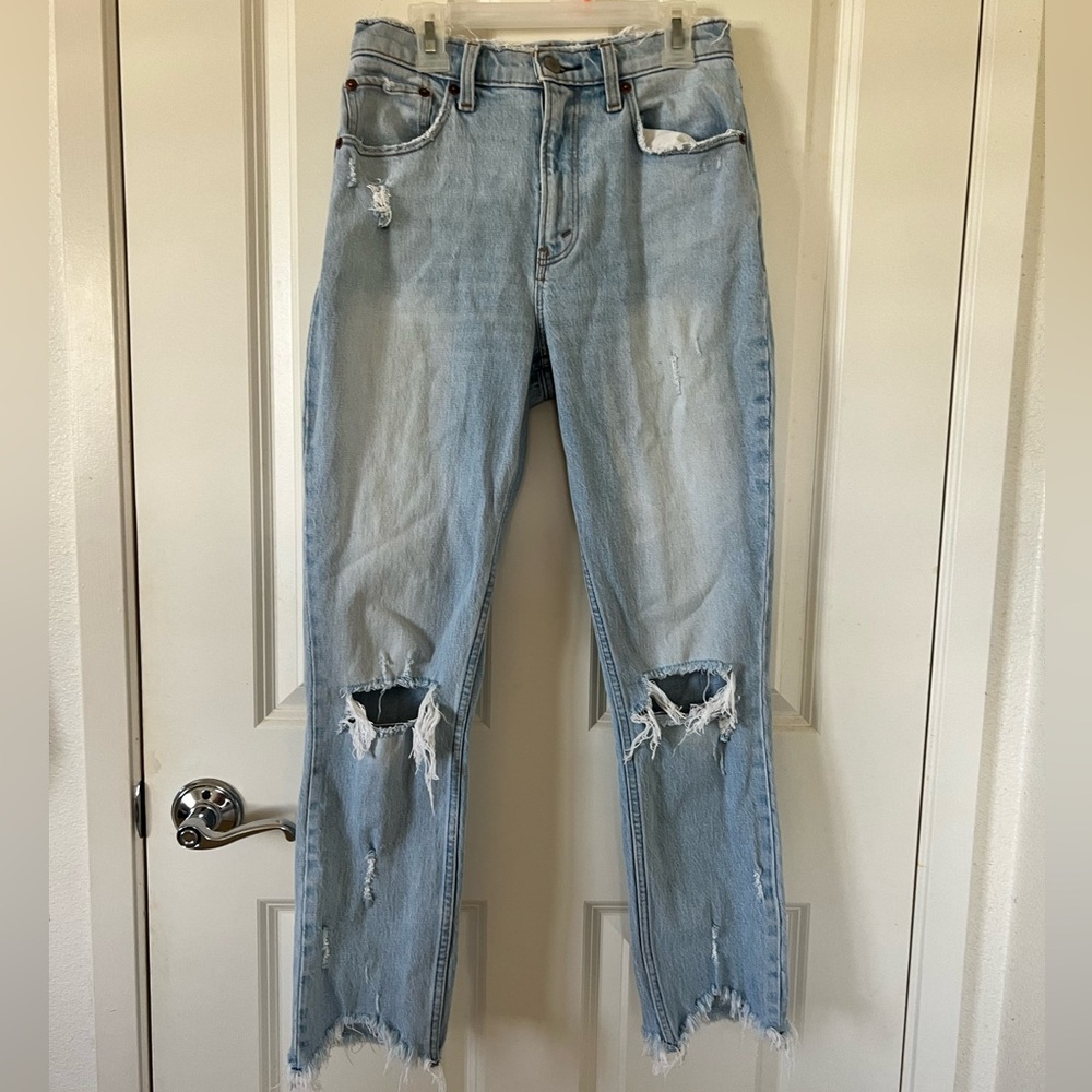 A&F • high rise mom jeans light wash